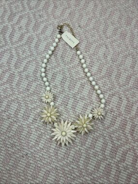 Talbots Cream Floral Cluster Necklace